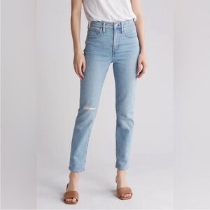 Madewell The Perfect Vintage Jeans Knee High Rise Rip Light Blenheim Wash 29